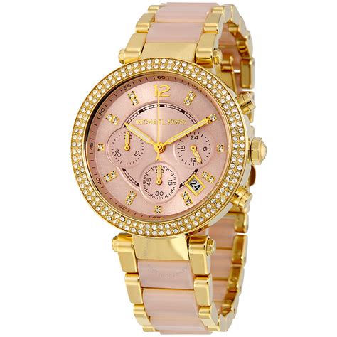 Women's Parker Stainless Steel and Acetate Gold Dial Watch